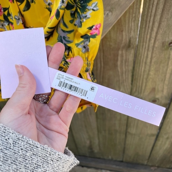 Avec Les Filles Marigold Mustard Yellow Floral Ruffle Detail Mini Dress - Picture 7 of 16